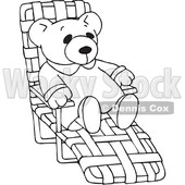 Clipart of a Black and White Teddy Bear Relaxing on a Beach Chair - Royalty Free Vector Illustration © djart #1545152