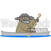 Clipart of a Cartoon Black Man Rowing a Canoe - Royalty Free Vector Illustration © djart #1551007