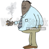 Clipart of a Cartoon Chubby Black Business Man Smoking a Cigarette - Royalty Free Vector Illustration © djart #1551667