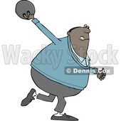 Clipart of a Cartoon Black Man Swinging a Bowling Ball - Royalty Free Vector Illustration © djart #1551682