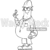 Clipart of a Cartoon Lineart Male Worker with a Bandaged Finger - Royalty Free Vector Illustration © djart #1551685
