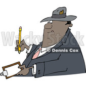 Clipart of a Cartoon Black Business Man Writing on a Clip Board - Royalty Free Vector Illustration © djart #1552116