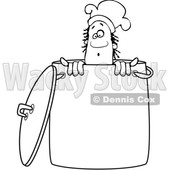 Clipart of a Lineart Black Male Chef Peeking out from Inside a Stock Pot - Royalty Free Vector Illustration © djart #1562291