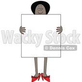 Clipart of a Black Woman Holding a Blank Sign in Front of Her Body - Royalty Free Vector Illustration © djart #1562293