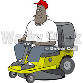 Clipart of a Cartoon Black Man Operating a Ride on Lawn Mower - Royalty Free Vector Illustration © djart #1567563