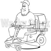 Clipart of a Cartoon Lineart Black Man Operating a Ride on Lawn Mower - Royalty Free Vector Illustration © djart #1567564