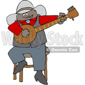 Clipart of a Cartoon Black Cowboy Playing a Banjo - Royalty Free Vector Illustration © djart #1567567
