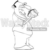 Clipart of a Lineart Man About to Shove a Taco in His Mouth - Royalty Free Vector Illustration © djart #1567810