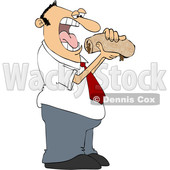 Clipart of a Man About to Shove a Messy Burrito in His Mouth - Royalty Free Vector Illustration © djart #1568023
