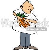 Clipart of a Cartoon Man Holding Carrots - Royalty Free Vector Illustration © djart #1568636