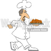 Clipart of a White Male Chef Walking with a Platter of Carrots - Royalty Free Vector Illustration © djart #1569765