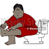 Clipart of a Cartoon Black Woman Sitting on a Toilet in a Bathroom and Shaving Her Legs - Royalty Free Vector Illustration © djart #1580833