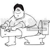 Clipart of a Cartoon Lineart Black Woman Sitting on a Toilet in a Bathroom and Shaving Her Legs - Royalty Free Vector Illustration © djart #1580834