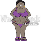 Clipart of a Cartoon Black Woman in a Bikini, Squeezing Her Belly Fat - Royalty Free Vector Illustration © djart #1583909