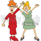 Clipart of Cartoon White Women Waving and Welcoming - Royalty Free Vector Illustration © djart #1583914