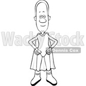 Clipart of a Cartoon Lineart Black Male Super Hero Standing with His Hands on His Hips - Royalty Free Vector Illustration © djart #1585511
