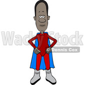 Clipart of a Cartoon Black Male Super Hero Standing with His Hands on His Hips - Royalty Free Vector Illustration © djart #1585512