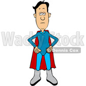 Clipart of a Cartoon White Male Super Hero Standing with His Hands on His Hips - Royalty Free Vector Illustration © djart #1585513