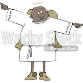 Clipart of a Cartoon Black Male Angel Holding His Arms out at His Sides - Royalty Free Vector Illustration © djart #1600048