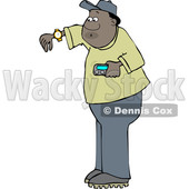 Clipart of a Cartoon Black Man Checking His Wrist Watch - Royalty Free Vector Illustration © djart #1600421