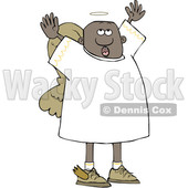 Clipart of a Black Male Angel Looking up and Holding His Arms up - Royalty Free Vector Illustration © djart #1600930