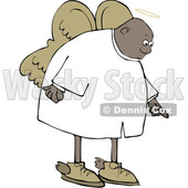Clipart of a Cartoon Black Male Angel Pointing down - Royalty Free Vector Illustration © djart #1601194