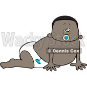 Clipart of a Cartoon Black Baby Boy Crawling - Royalty Free Vector Illustration © djart #1601264