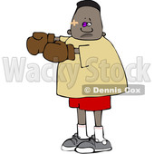 Clipart of a Cartoon Beat up Black Boy Boxer - Royalty Free Vector Illustration © djart #1601525
