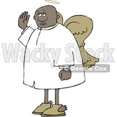 Clipart of a Cartoon Black Male Angel Holding up a Hand to Swear - Royalty Free Vector Illustration © djart #1602455
