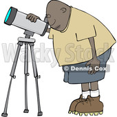 Clipart of a Cartoon Black Male Astronomer Looking Through a Telescope - Royalty Free Vector Illustration © djart #1603539