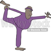 Clipart of a Chubby Black Man Stretching or Doing Yoga - Royalty Free Vector Illustration © djart #1604531