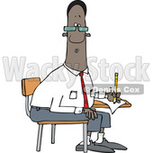Clipart of a Cartoon Black Man Writing at a Desk - Royalty Free Vector Illustration © djart #1604532