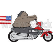 Clipart of a Cartoon Shirtless Patriotic Black Male Biker with an American Flag - Royalty Free Vector Illustration © djart #1605489