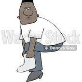 Clipart of a Cartoon Black Male Slipping on a Boot Cover - Royalty Free Vector Illustration © djart #1607405