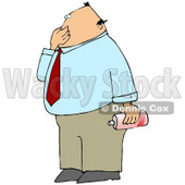 Disgusted Businessman Plugging His Nose To Avoid Smelling A Nasty Odor And Holding A Can Of Air Freshener Spray Clipart Illustration © djart #16135