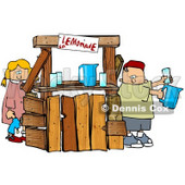 Little Boy And Girl, Brother And Sister, Selling Beverages At A Lemonade Stand Clipart Illustration © djart #16138