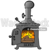 Logs Burning In A Wood Stove To Keep A House Warm Clipart Illustration © djart #16146
