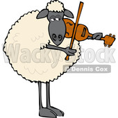 Clipart of a Cartoon Sheep Playing a Violin - Royalty Free Vector Illustration © djart #1616729