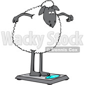 Clipart of a Cartoon Sheep Standing on a Scale - Royalty Free Vector Illustration © djart #1616730