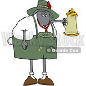 Clipart of a Cartoon Oktoberfest Sheep Holding a Beer Stein - Royalty Free Vector Illustration © djart #1617070