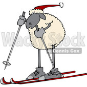 Clipart of a Cartoon Sheep Skiing - Royalty Free Vector Illustration © djart #1617071