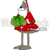 Cartoon Santa Dog Holding a Christmas Present © djart #1621809