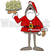 Cartoon Santa Dog with a Platter of Dog Bone Biscuits © djart #1621810