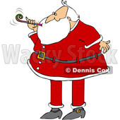 Cartoon Christmas Santa Claus Blowing a New Years Noise Maker © djart #1621864