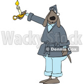 Cartoon Dog in a Robe, Holding a Candle © djart #1622066