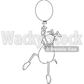 Cartoon Black and White Dog Floating with a Balloon © djart #1622760