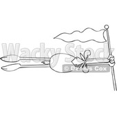Cartoon Black and White Moose Holding on to a Flag Pole and Flying in the Wind © djart #1622763