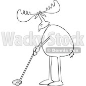 Cartoon Black and White Moose Golfing © djart #1622765