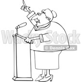 Cartoon Black and White Female Politician Speaking at a Podium © djart #1624308