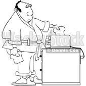 Cartoon Black and White Man Putting Bread in a Toaster © djart #1624898